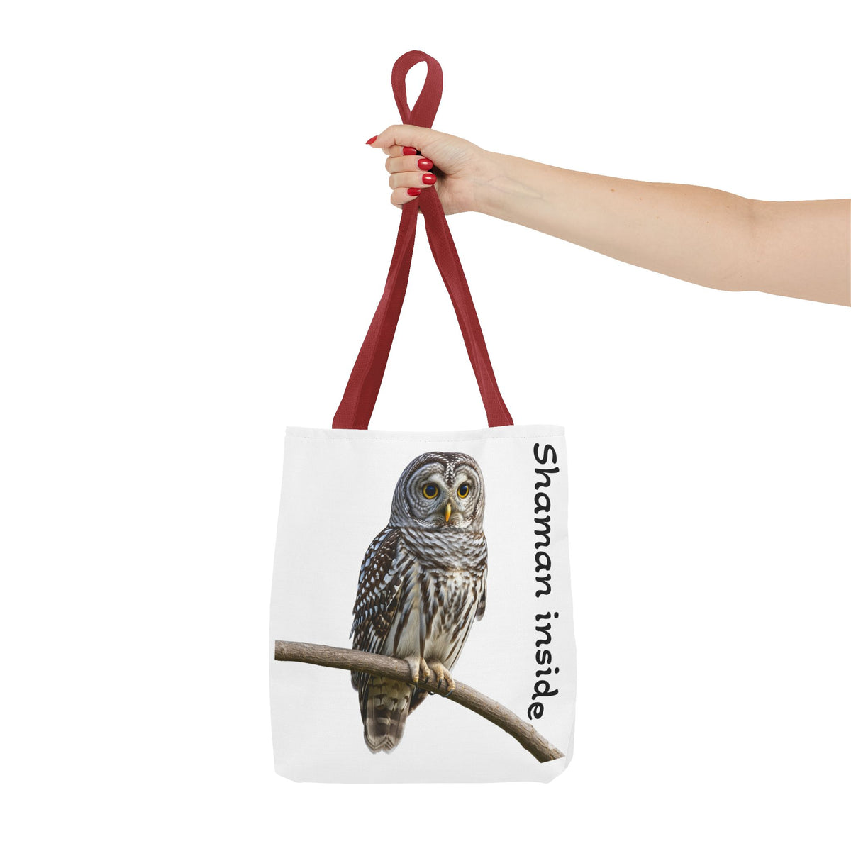 Borsa tote — Borsa tote con illustrazione "Shaman Inside" a forma di piccolo gufo