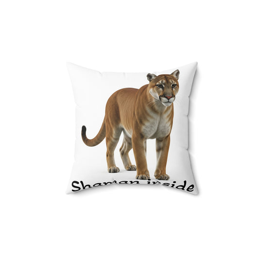 Cuscino decorativo con puma — Cuscino quadrato con illustrazione di un puma ("Shaman Inside")