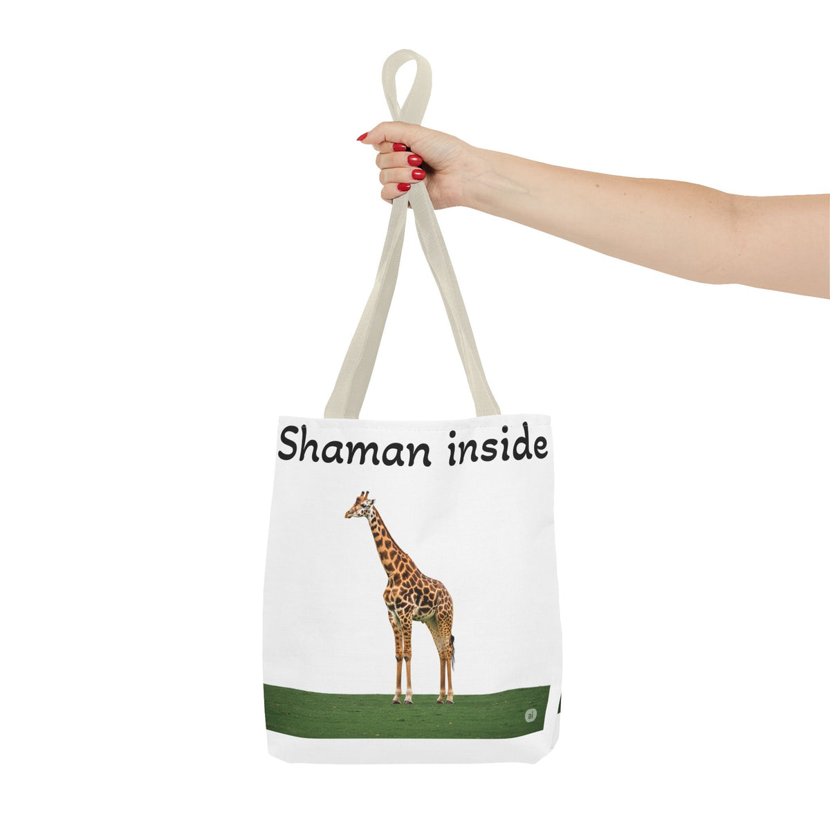Borsa tote Giraffa Sciamano interiore – Tote bag con stampa all-over di animale spirituale