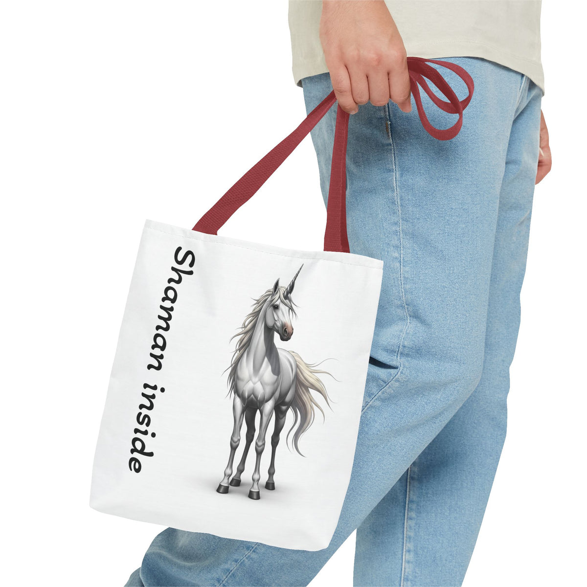 Unicorn Tote Bag — "Shaman Inside" Mystic Horse All-Over Print