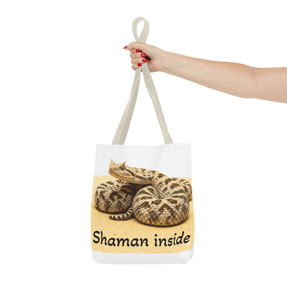Borsa Tote Shaman Inside Aspis — Borsa Tote con stampa all-over di serpente spirituale