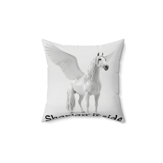 Cuscino decorativo a forma di cavallo alato Pegasus — Cuscino unicorno bianco per camerette e decorazioni fantasy
