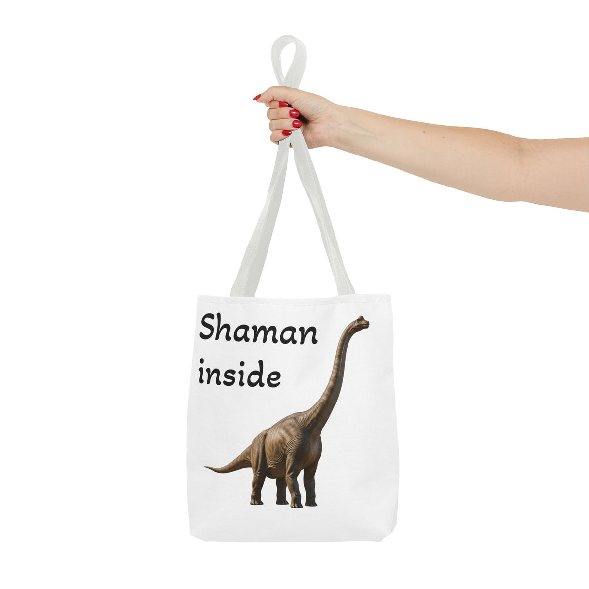 Tote Bag Shaman Inside – Eco Shopper con divertente grafica di dinosauro