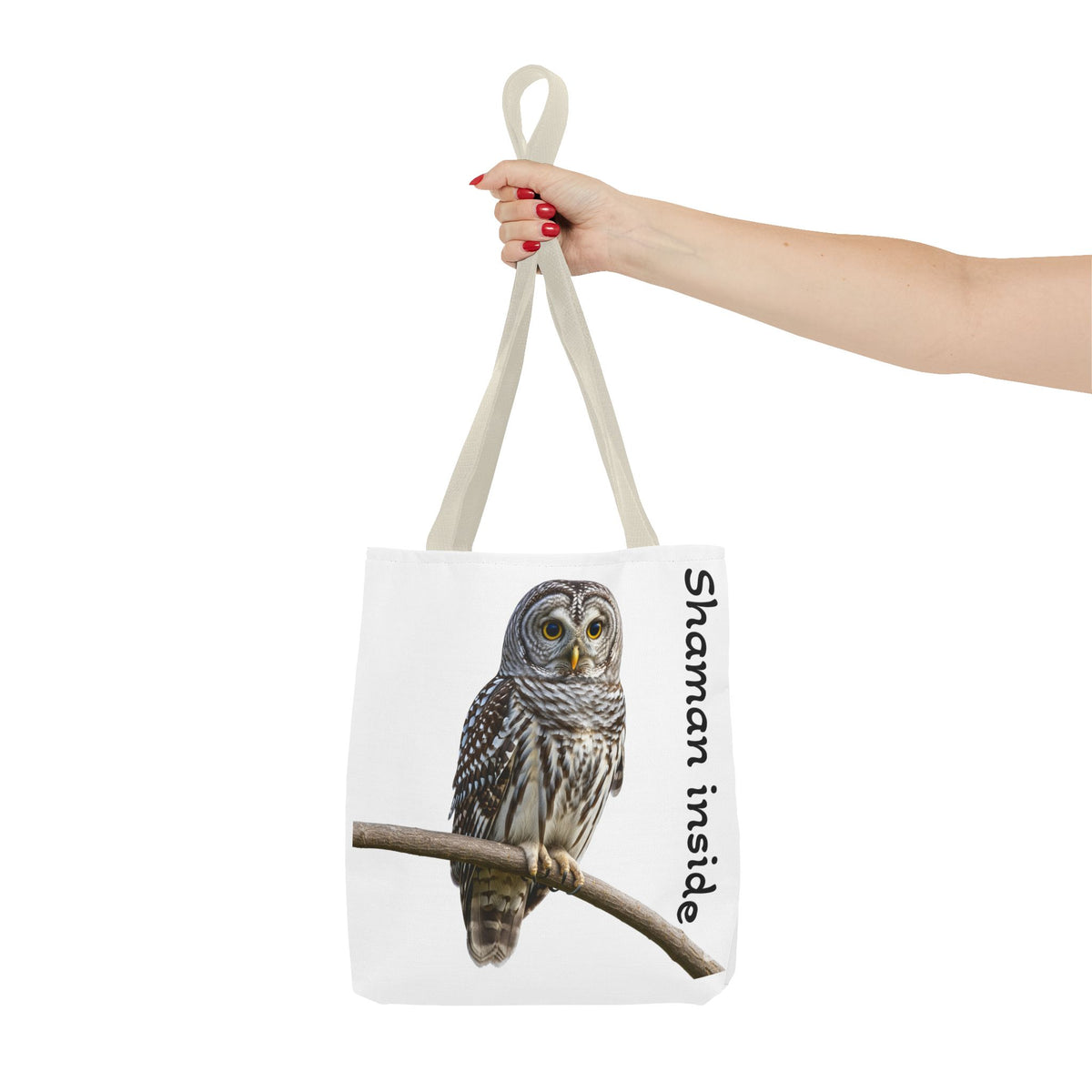 Borsa tote — Borsa tote con illustrazione "Shaman Inside" a forma di piccolo gufo