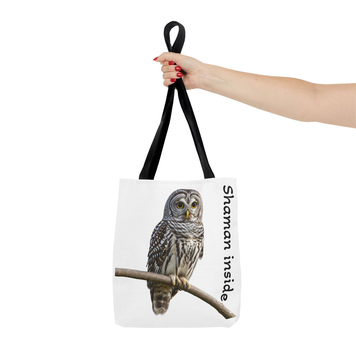 Borsa tote — Borsa tote con illustrazione "Shaman Inside" a forma di piccolo gufo