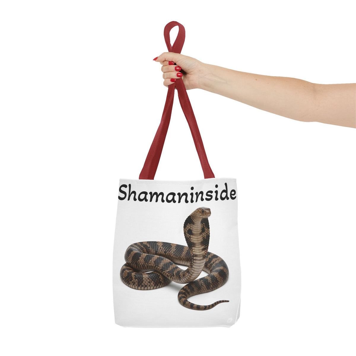 Borsa tote Cobra Shaman Inside — Borsa da spiaggia e da mercato con stampa spirituale di serpente