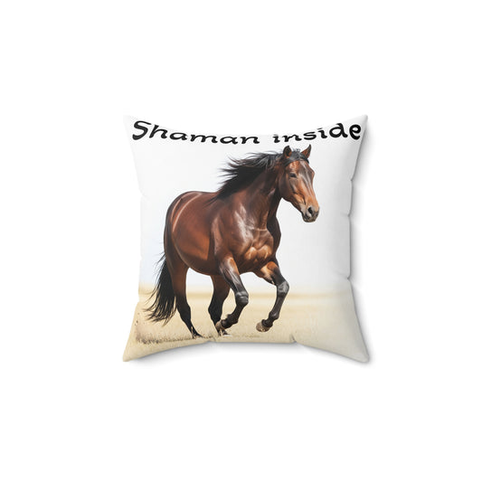 Cuscino con cavallo mustang selvatico al galoppo - Cuscino decorativo "Shaman Inside" per amanti dei cavalli