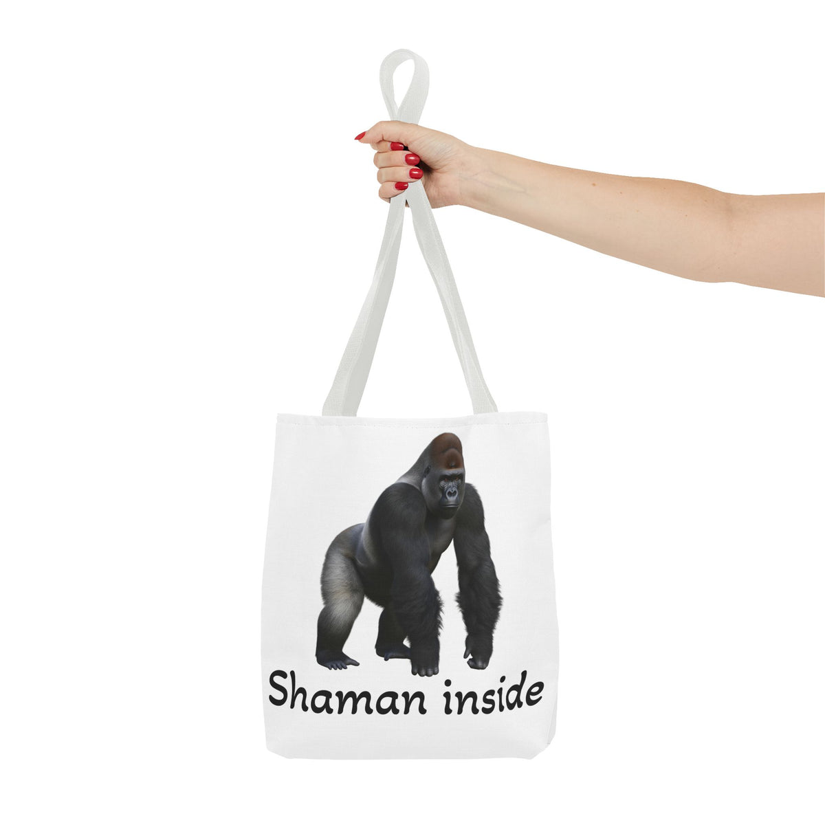 Borsa tote Shaman Inside Gorilla — Borsa tote con divertente stampa di animale spirituale