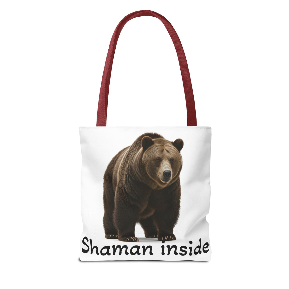 Borsa tote sciamanica con orso grizzly — Shopper in tela con fauna selvatica spirituale
