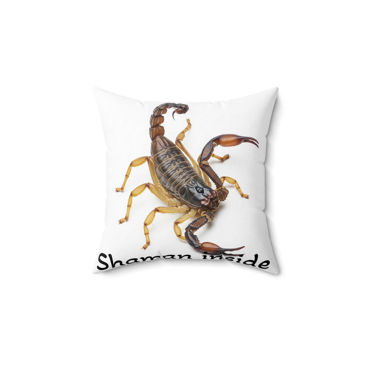 Scorpion Illustration Square Throw Pillow — "Shaman Pride" Accent Cushion