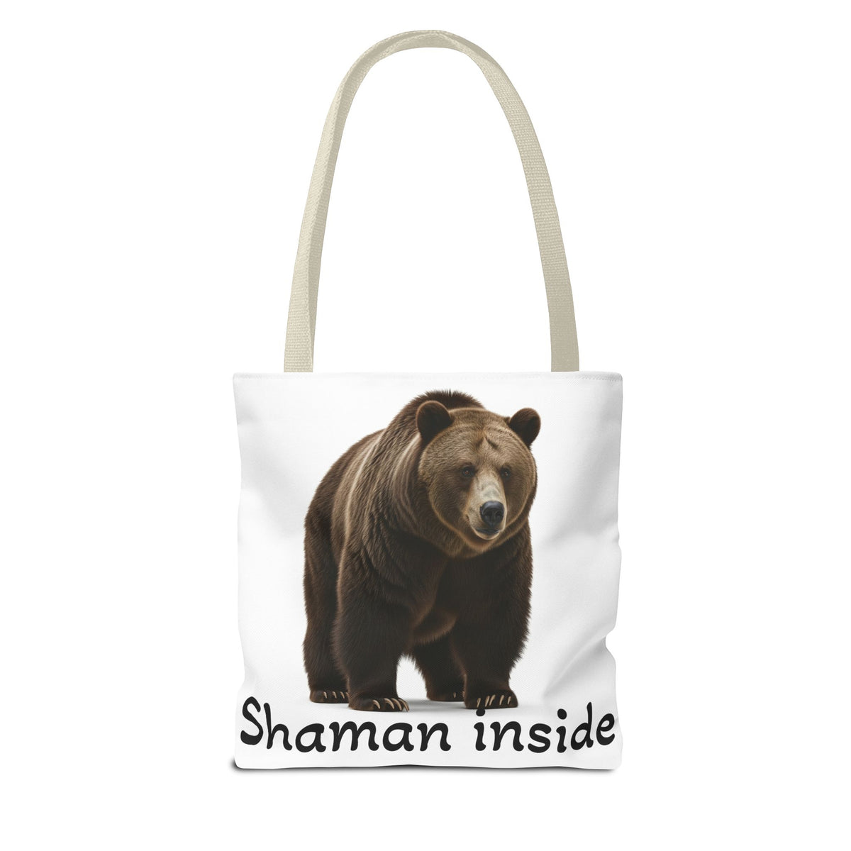 Borsa tote sciamanica con orso grizzly — Shopper in tela con fauna selvatica spirituale