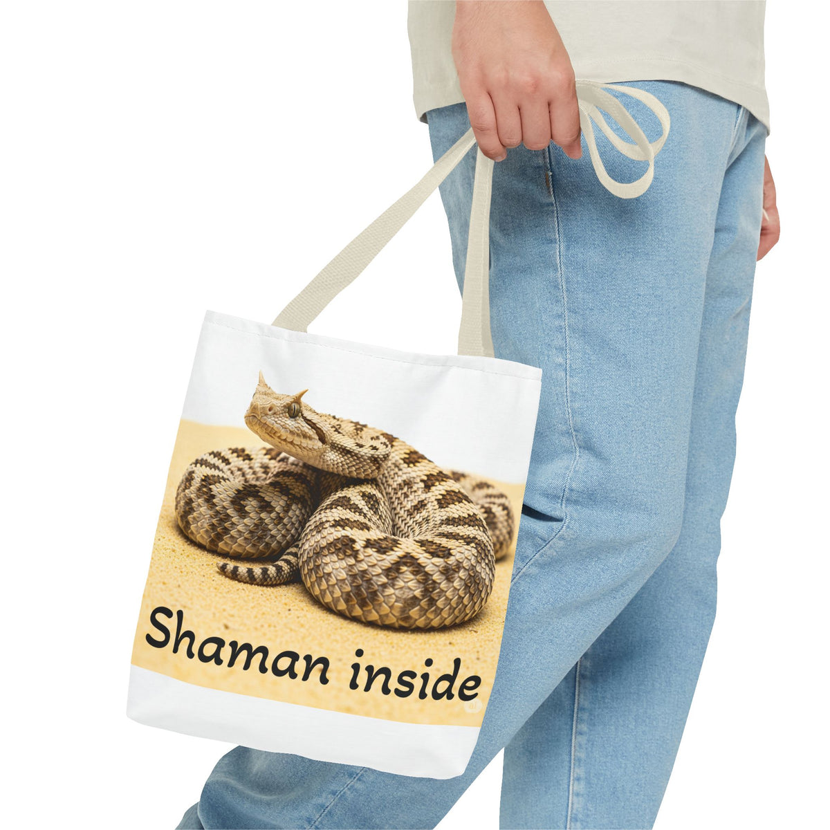 Borsa Tote Shaman Inside Aspis — Borsa Tote con stampa all-over di serpente spirituale