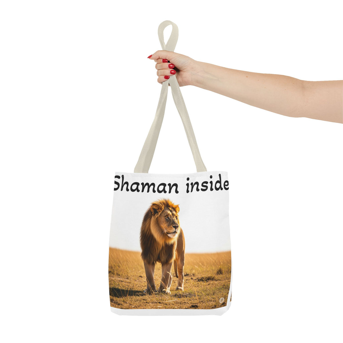 Tote Bag — Borsa in tela "Shaman Inside" con stampa di leone, per amanti degli animali e sciamani
