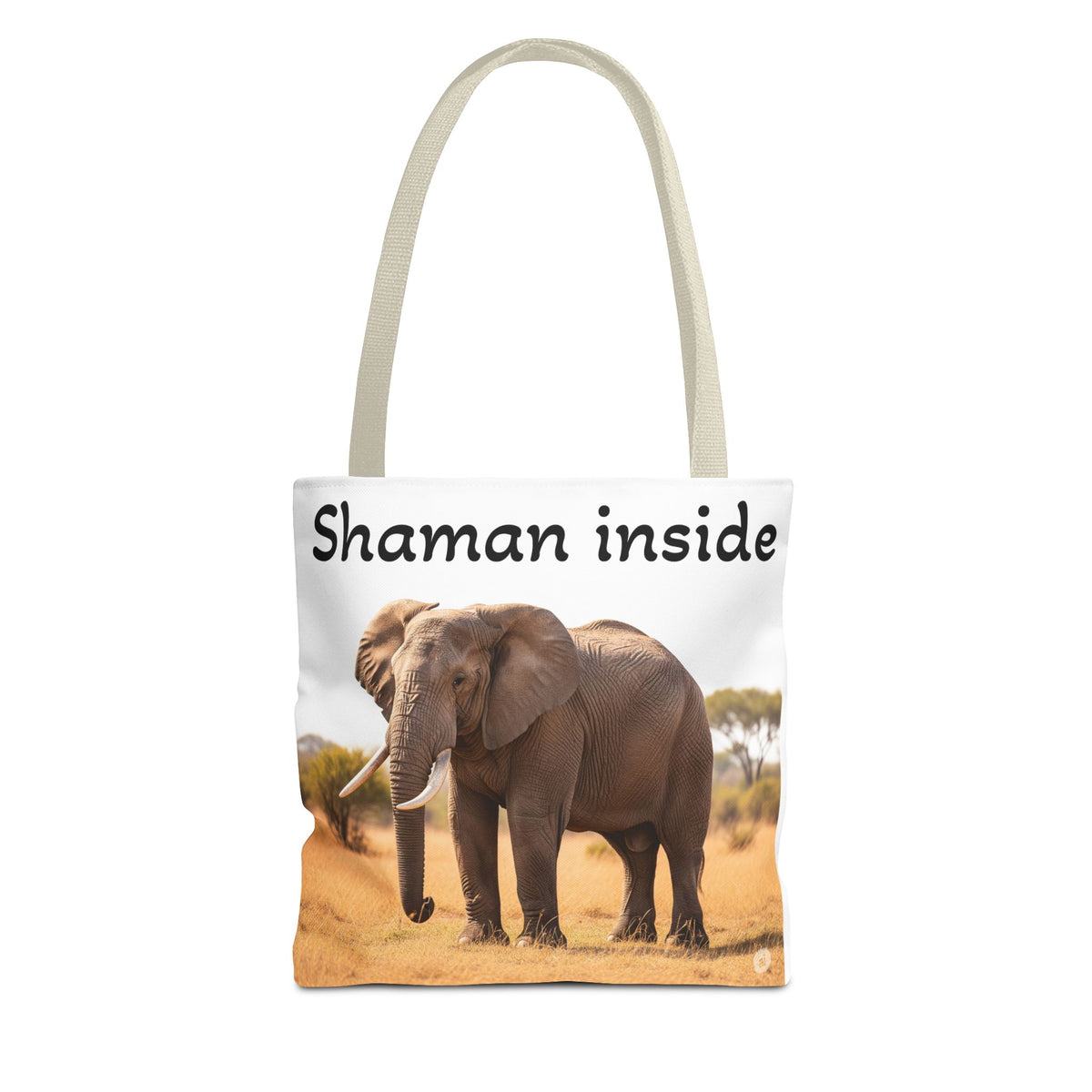 Borsa shopper "Shaman Inside Elephant" — Borsa in tela con stampa di animale spirituale