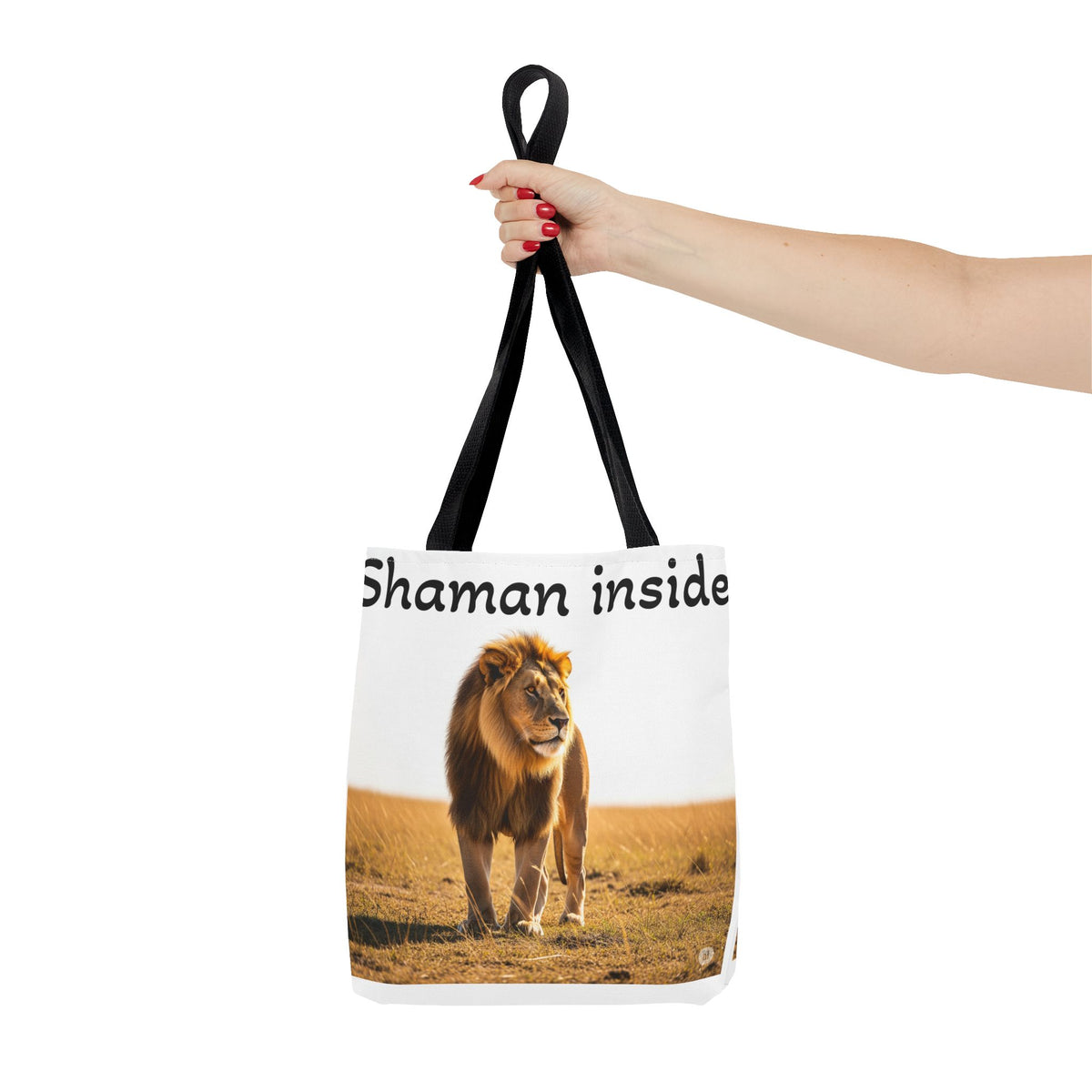 Tote Bag — Borsa in tela "Shaman Inside" con stampa di leone, per amanti degli animali e sciamani