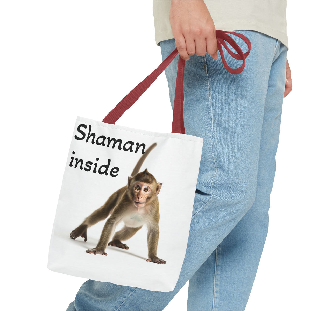 Borsa Tote Shaman Inside Monkey — Simpatica stampa di animale spirituale