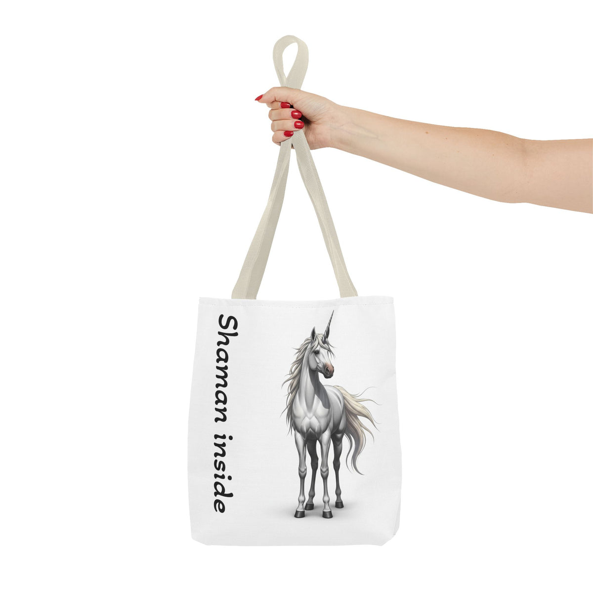 Unicorn Tote Bag — "Shaman Inside" Mystic Horse All-Over Print