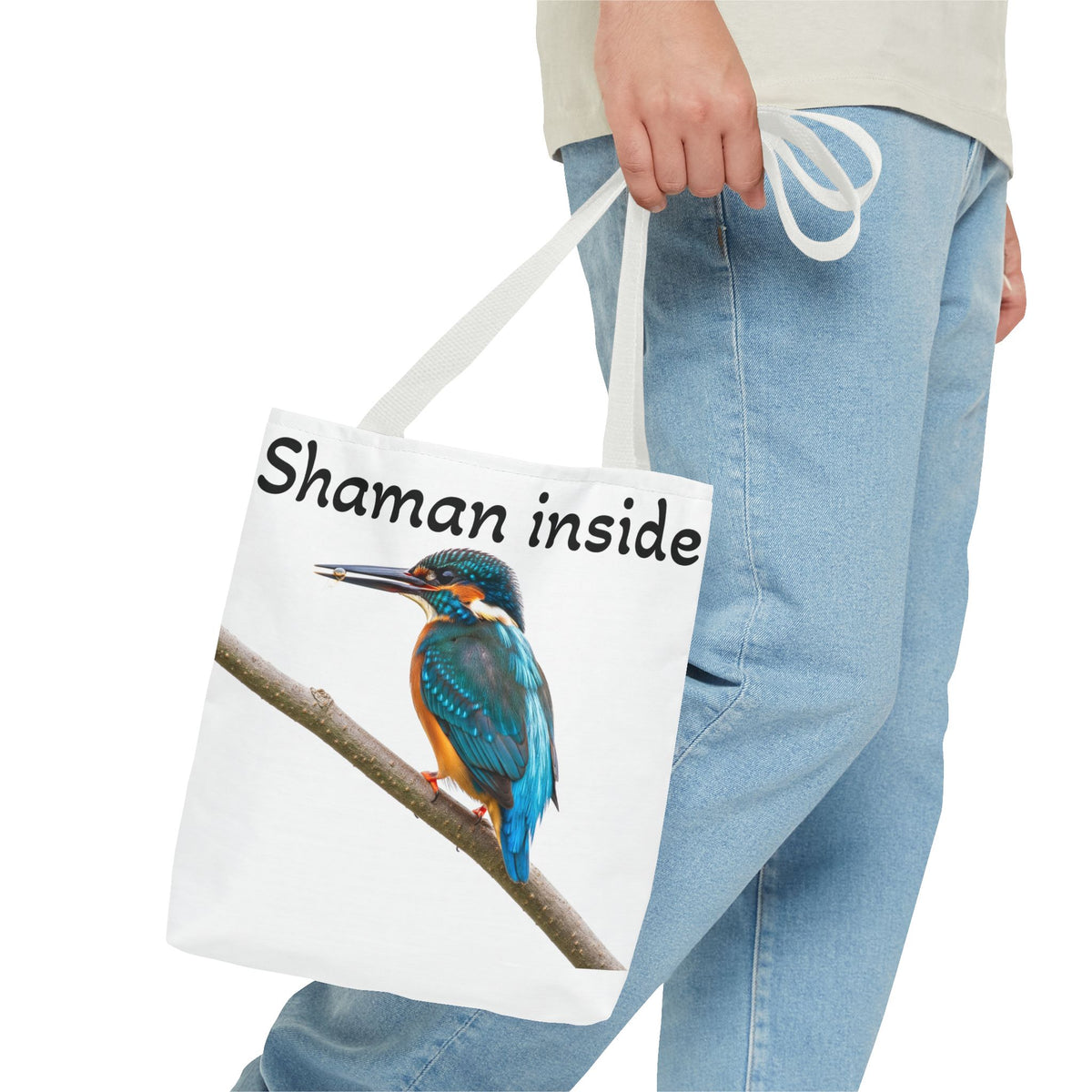 Tote Bag — Borsa shopper illustrata con martin pescatore "Shaman Inside"