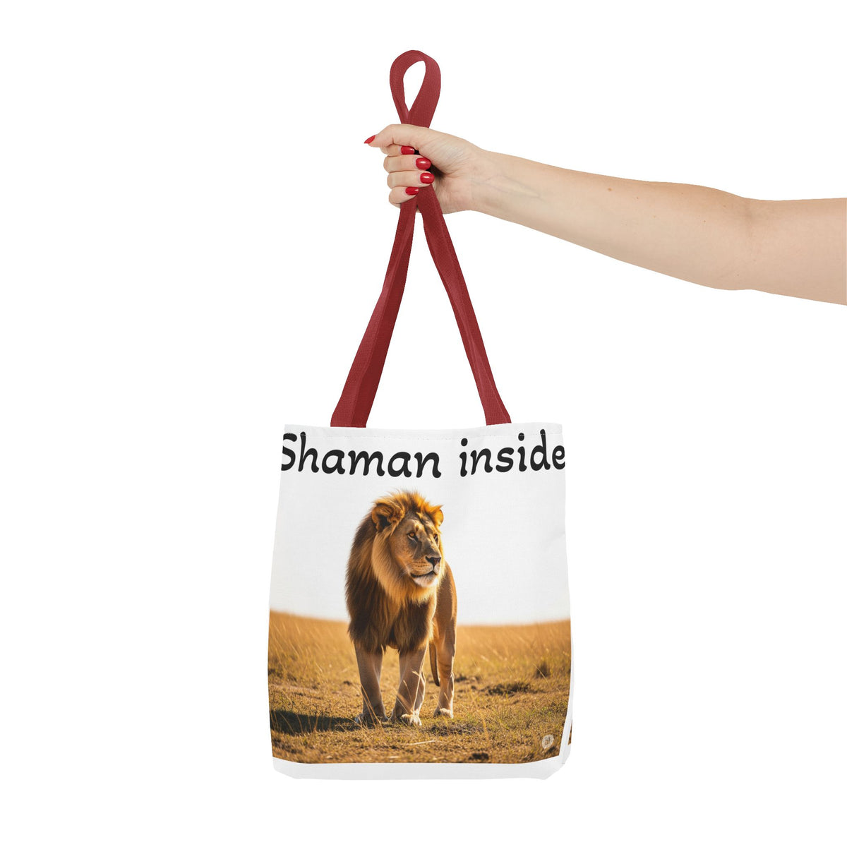 Tote Bag — Borsa in tela "Shaman Inside" con stampa di leone, per amanti degli animali e sciamani