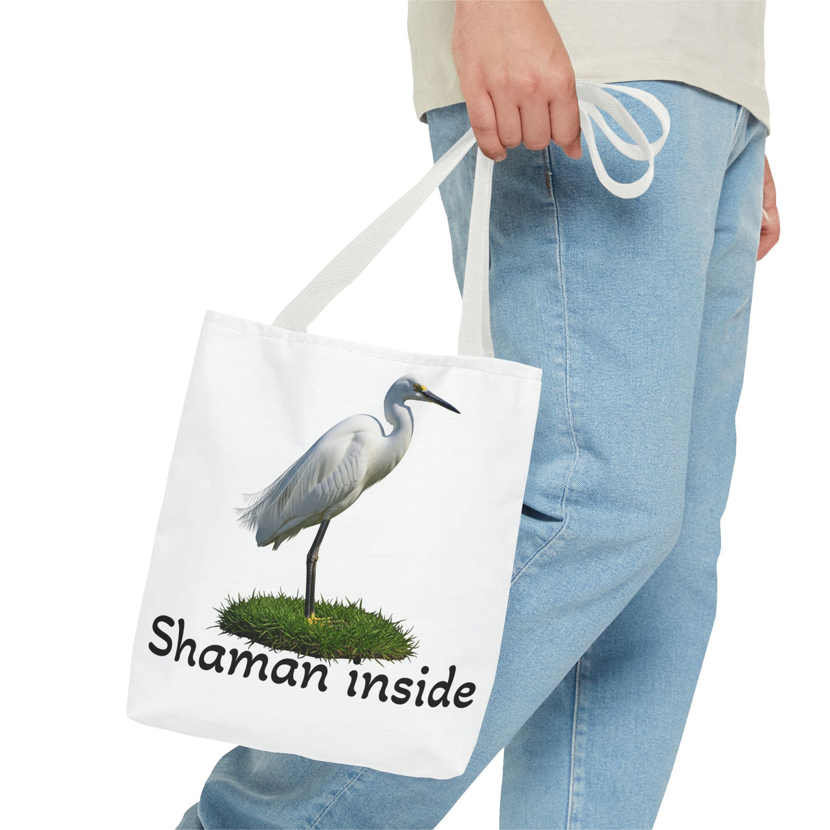 Heron 'Shaman Inside' Tote Bag — Spiritual Wildlife Canvas Tote