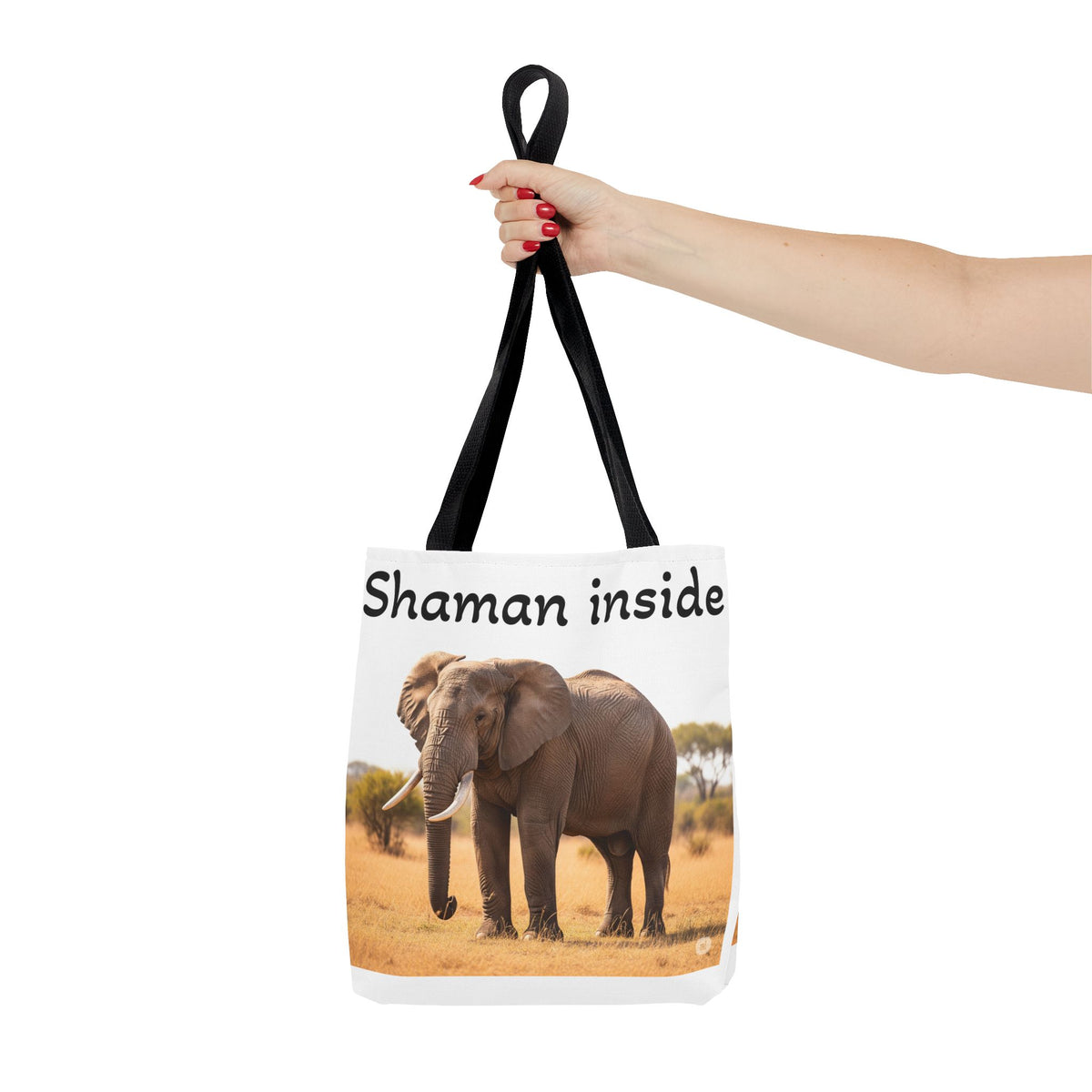 Borsa shopper "Shaman Inside Elephant" — Borsa in tela con stampa di animale spirituale