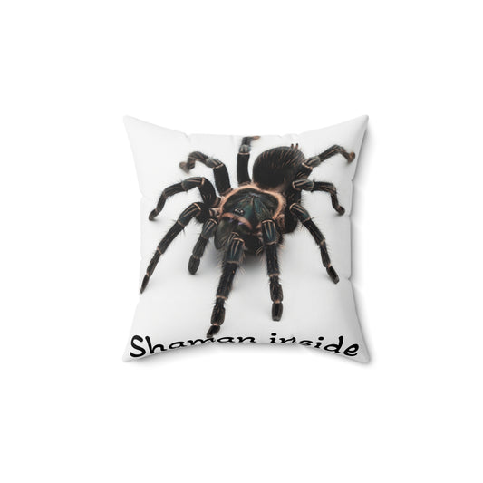 Cuscino decorativo a forma di tarantola — Cuscino d'arredo a ragno realistico (testo "Shaman Inside")