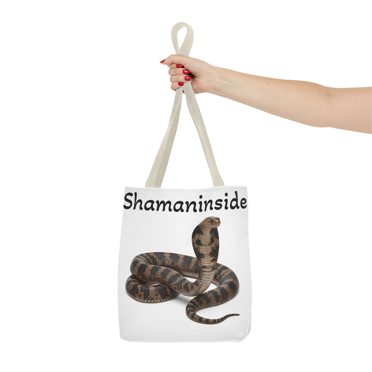 Borsa tote Cobra Shaman Inside — Borsa da spiaggia e da mercato con stampa spirituale di serpente