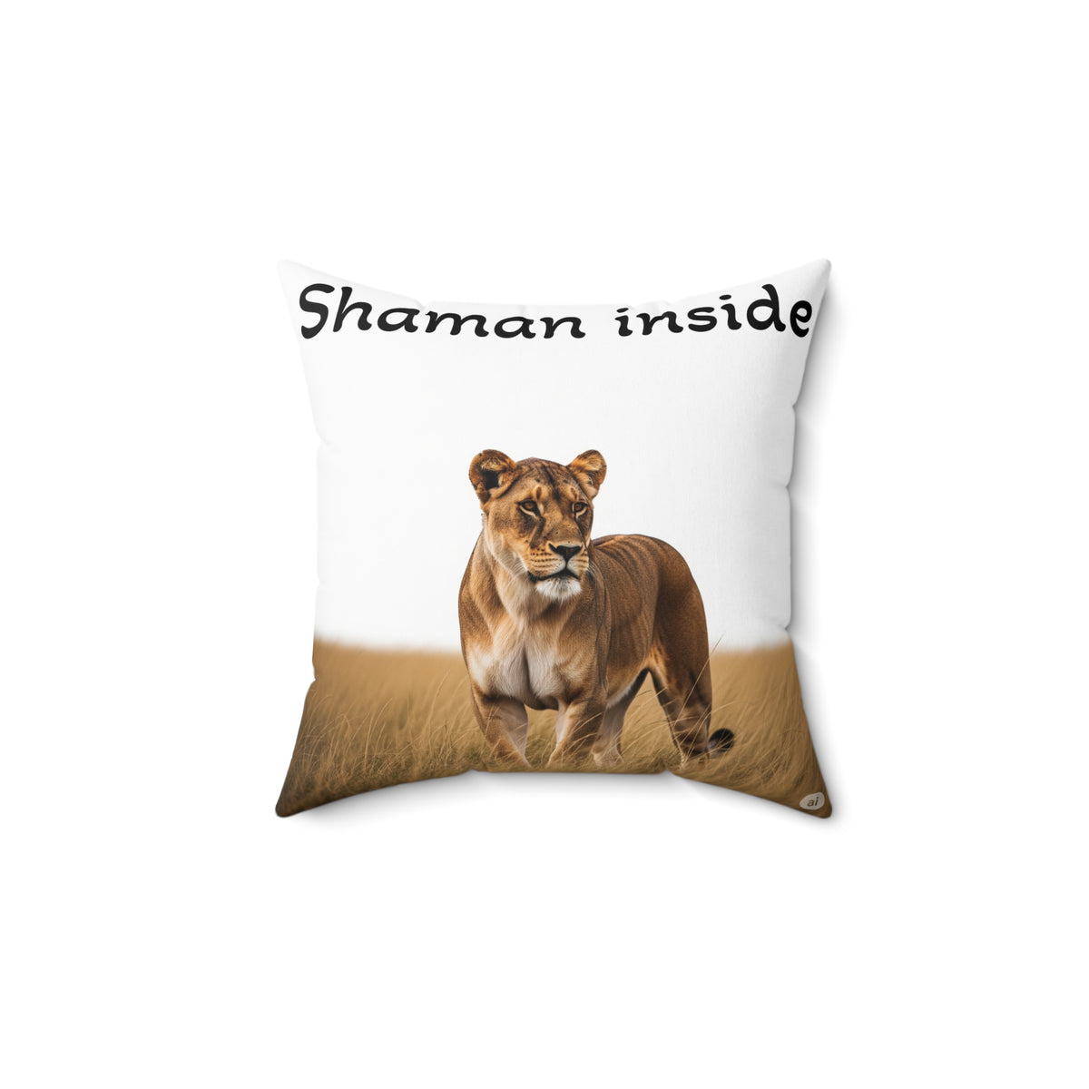 Shaman Inside Lioness Decorative Pillow — Spiritual Safari Accent Cushion