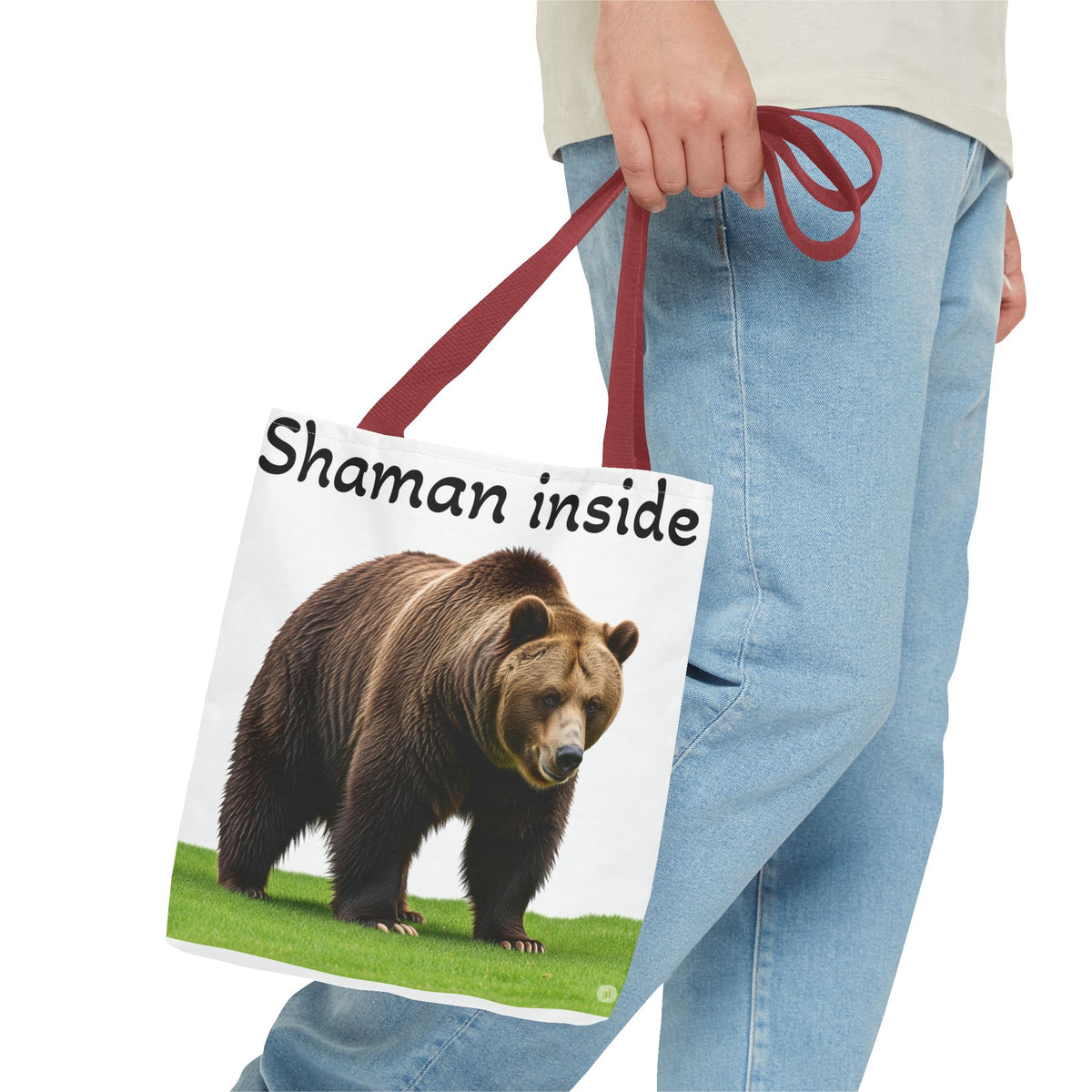 Borsa tote Shaman Inside Bear — Borsa riutilizzabile con spirito guida animale spirituale
