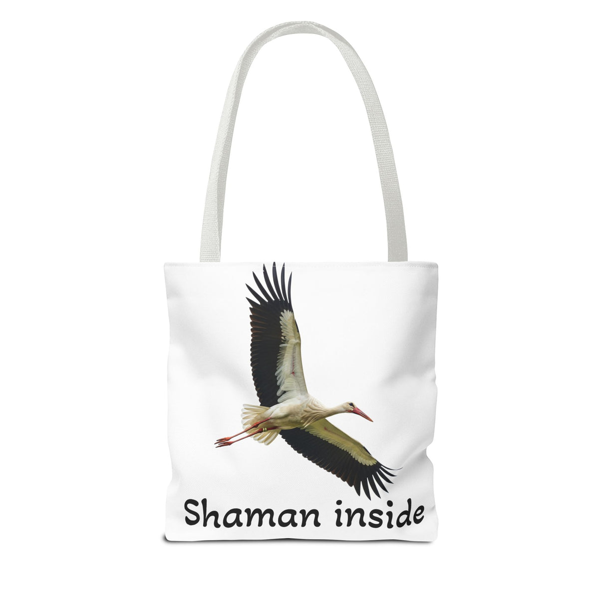 Borsa tote Shaman Inside Crane — Borsa tote spirituale con cicogna in volo per sciamani e guaritori