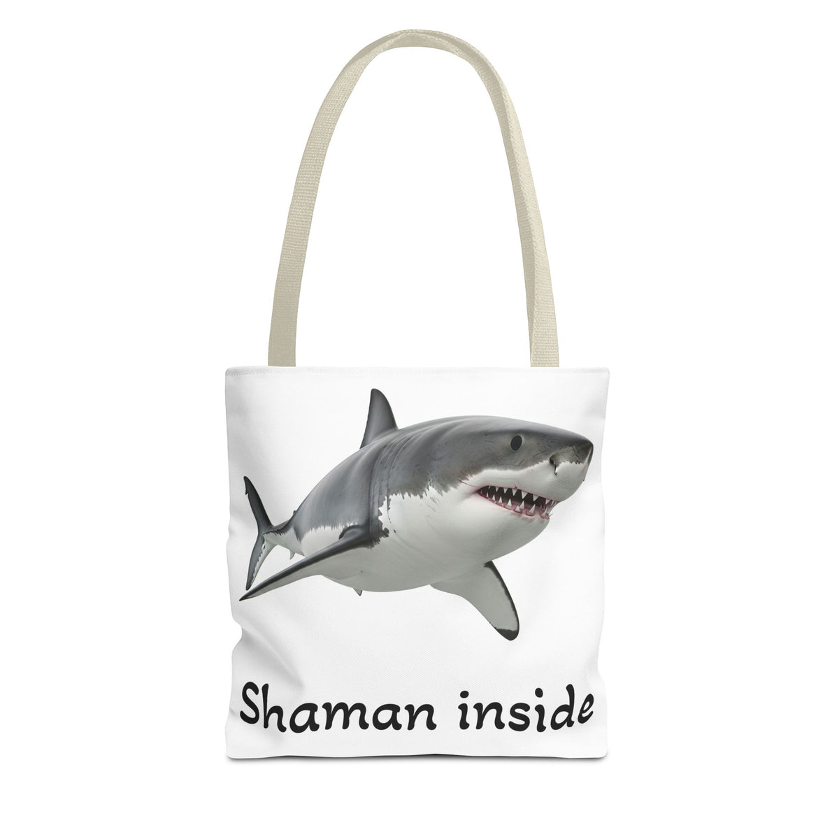 Shaman Inside Shark Tote Bag — Funny Spiritual Ocean Animal Tote