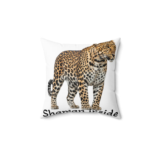 Cuscino quadrato decorativo leopardato “Shaman Inside” — Cuscino d'arredo a tema natura