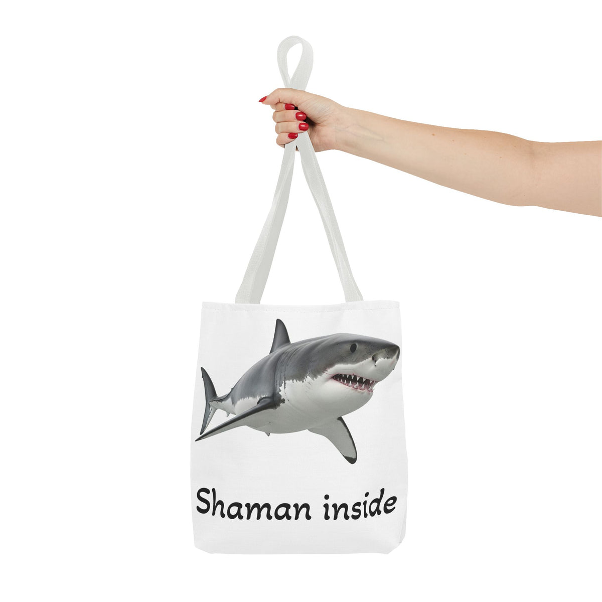 Shaman Inside Shark Tote Bag — Funny Spiritual Ocean Animal Tote