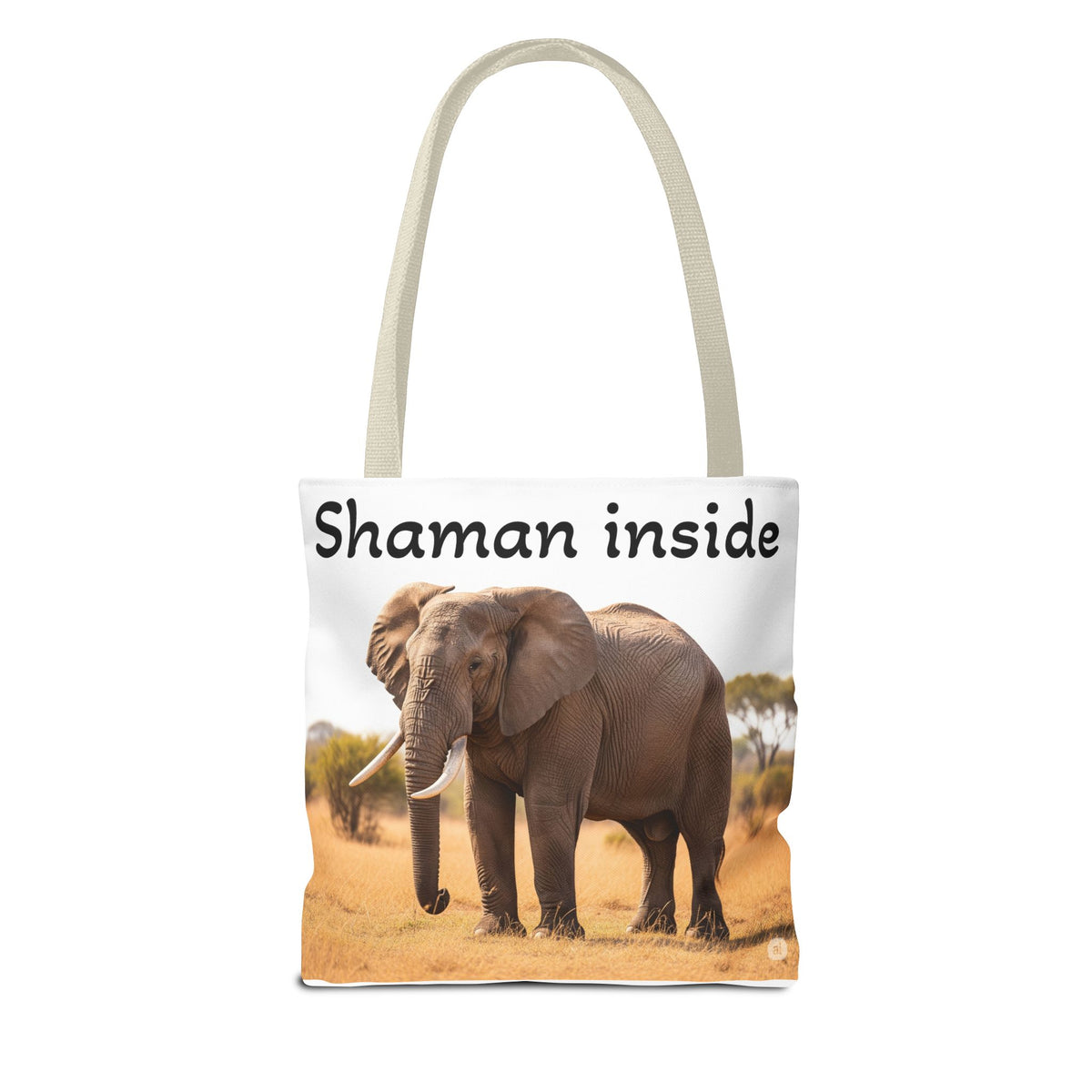 Borsa shopper "Shaman Inside Elephant" — Borsa in tela con stampa di animale spirituale
