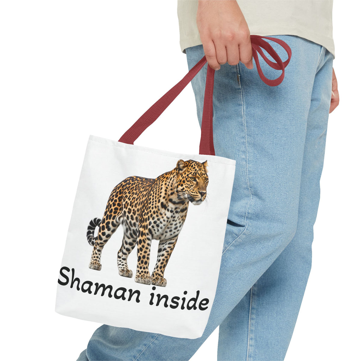 Leopard 'Shaman Inside' Tote Bag — Spiritual Animal Print Shopper