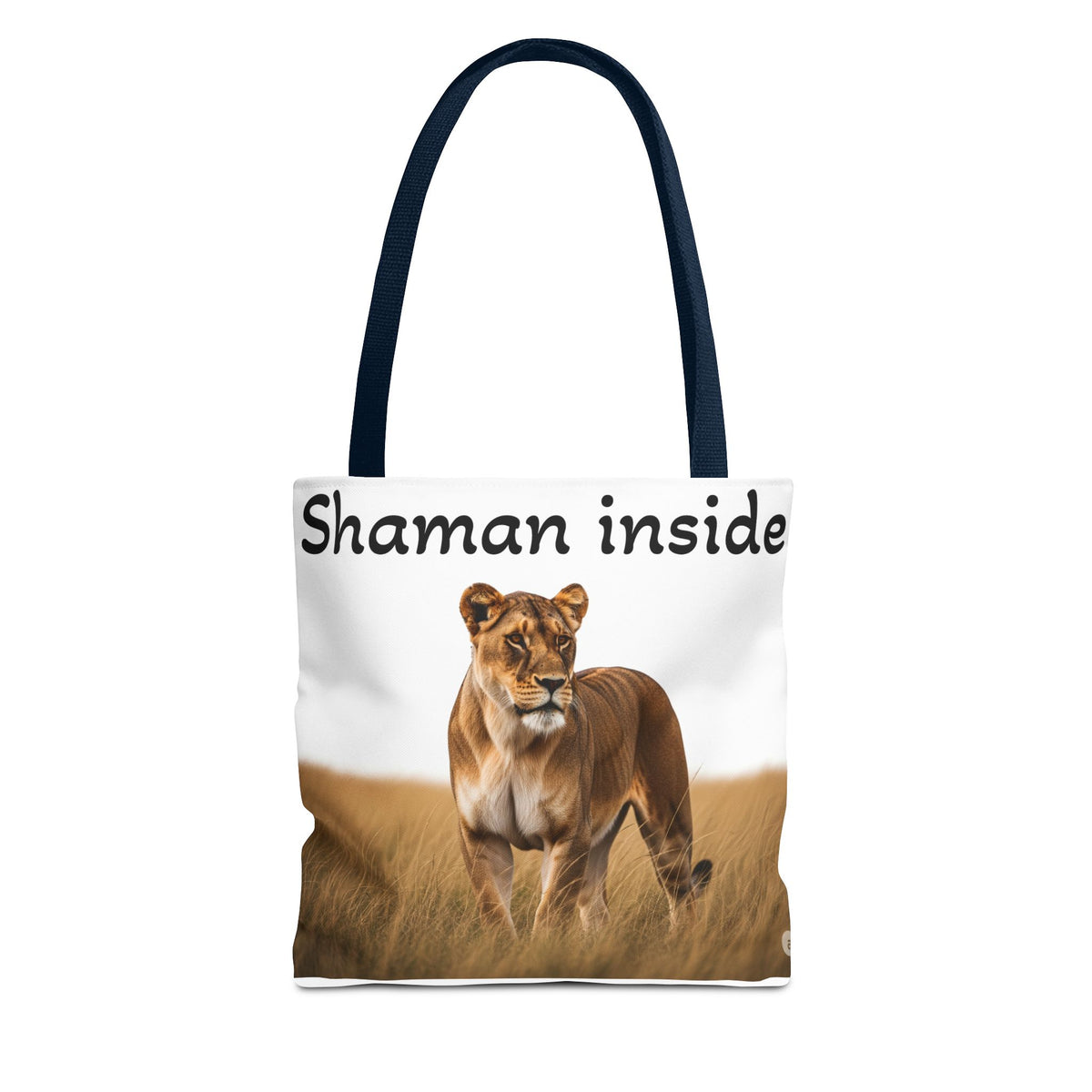 Shaman Inside Lioness Tote Bag — Wildlife Spirituality All-Over Print Tote