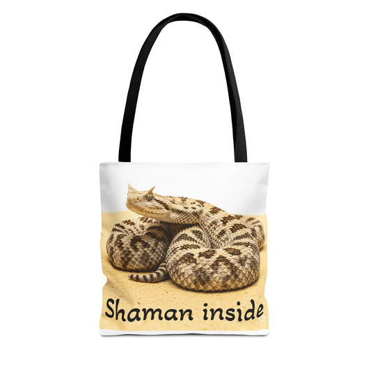 Shaman Inside Aspis Tote Bag — Spiritual Snake Print AOP Tote