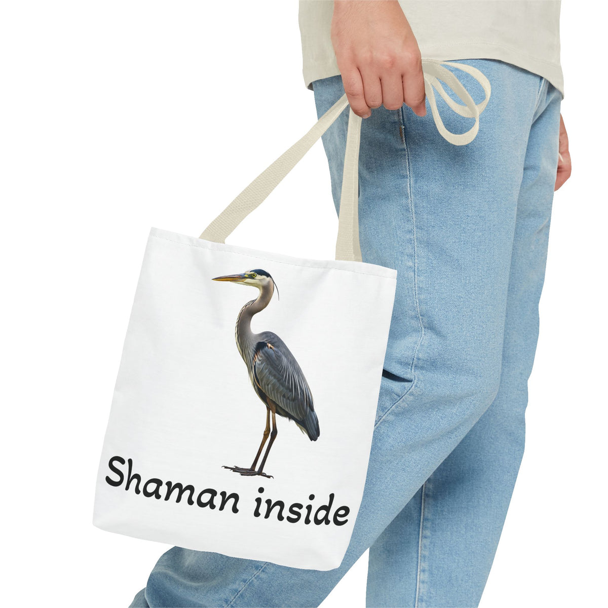 Heron 'Shaman Inside' Tote Bag — Spiritual Wildlife Canvas Tote
