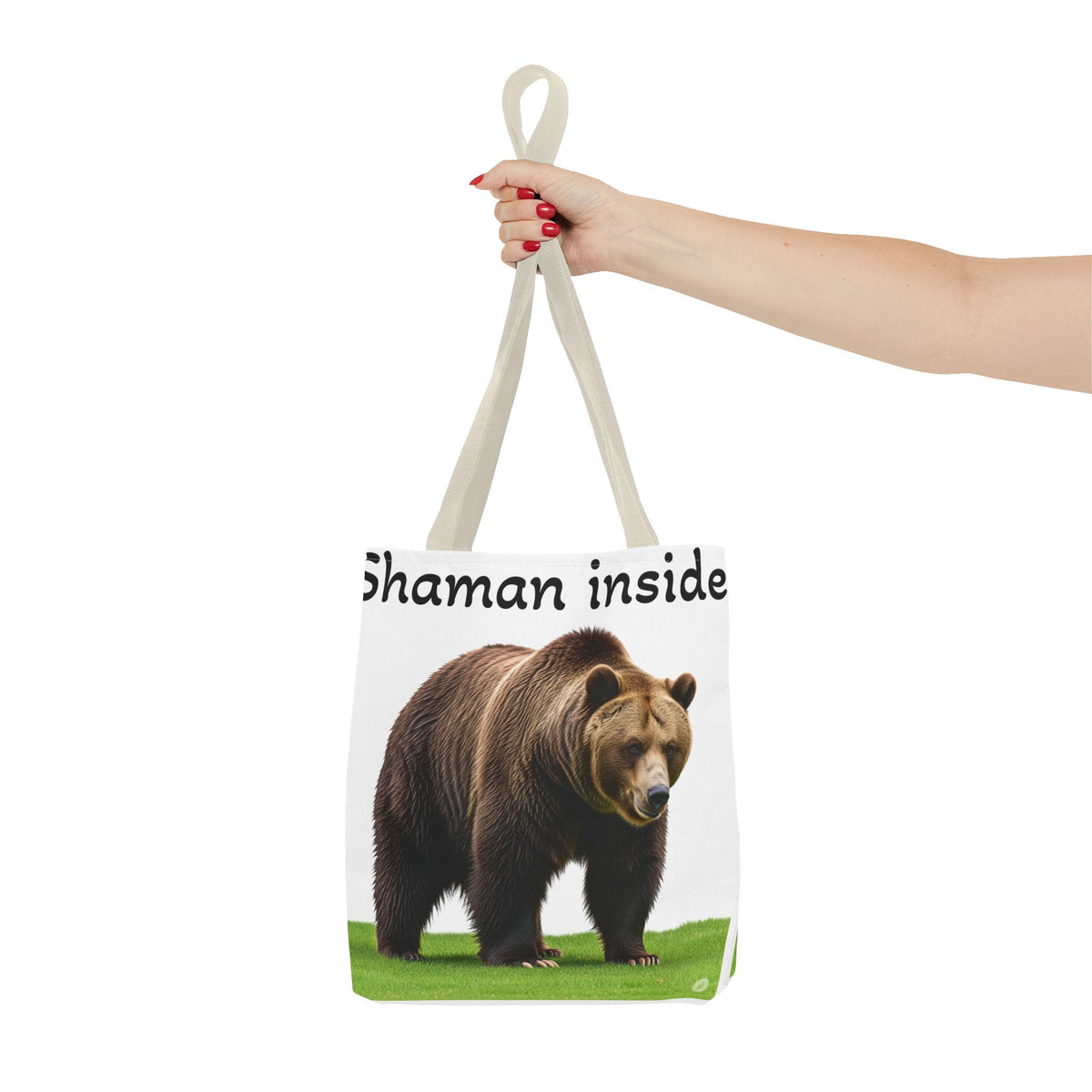 Borsa tote Shaman Inside Bear — Borsa riutilizzabile con spirito guida animale spirituale