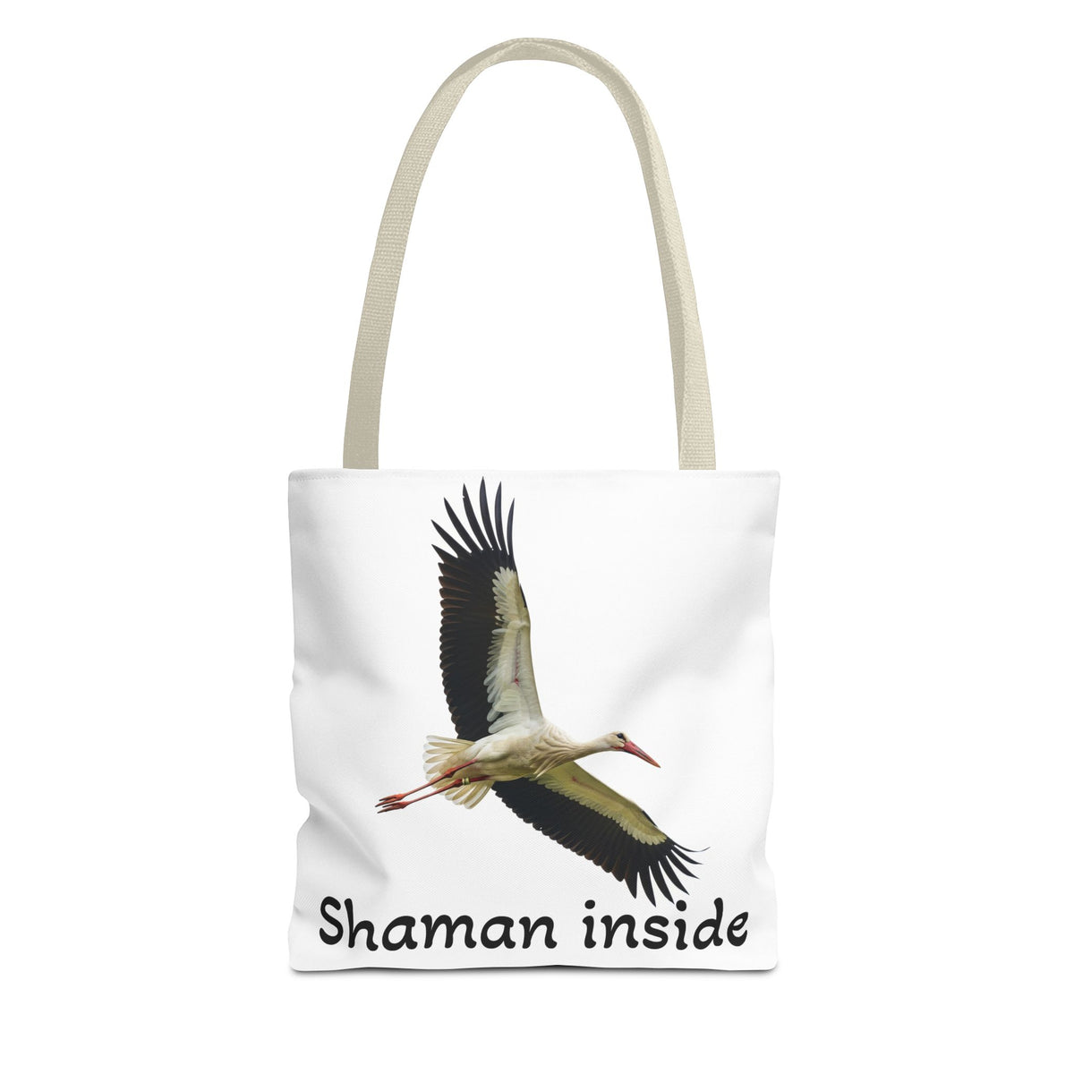 Borsa tote Shaman Inside Crane — Borsa tote spirituale con cicogna in volo per sciamani e guaritori