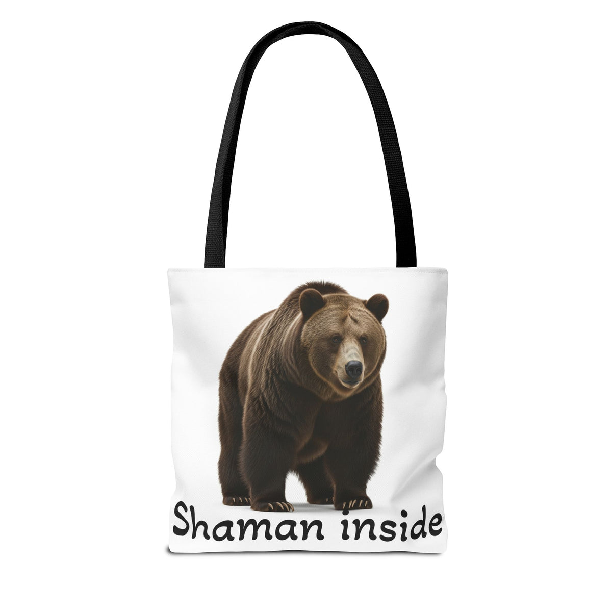 Borsa tote sciamanica con orso grizzly — Shopper in tela con fauna selvatica spirituale
