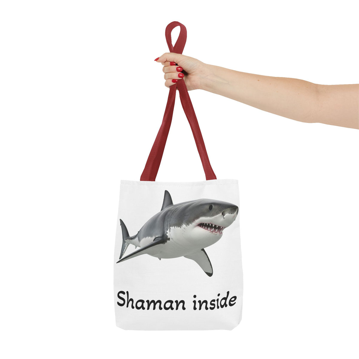 Shaman Inside Shark Tote Bag — Funny Spiritual Ocean Animal Tote