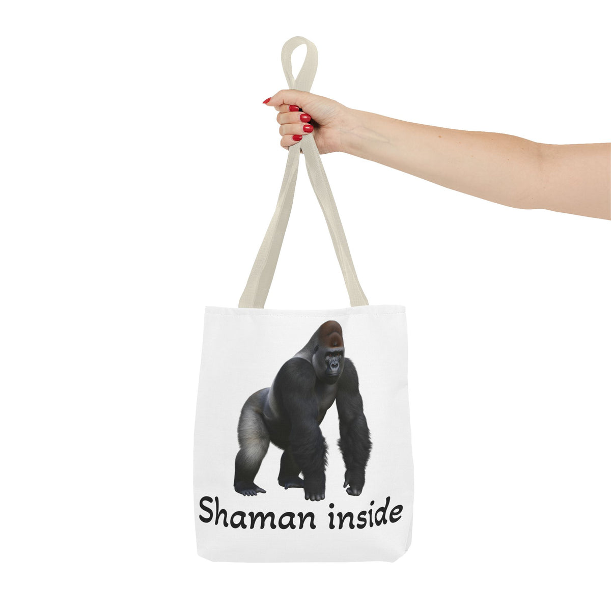 Borsa tote Shaman Inside Gorilla — Borsa tote con divertente stampa di animale spirituale