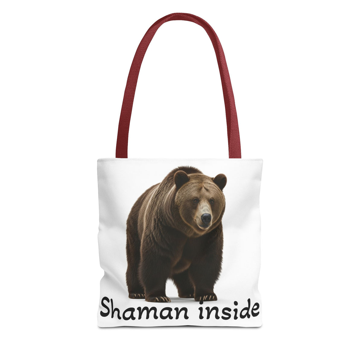 Borsa tote sciamanica con orso grizzly — Shopper in tela con fauna selvatica spirituale