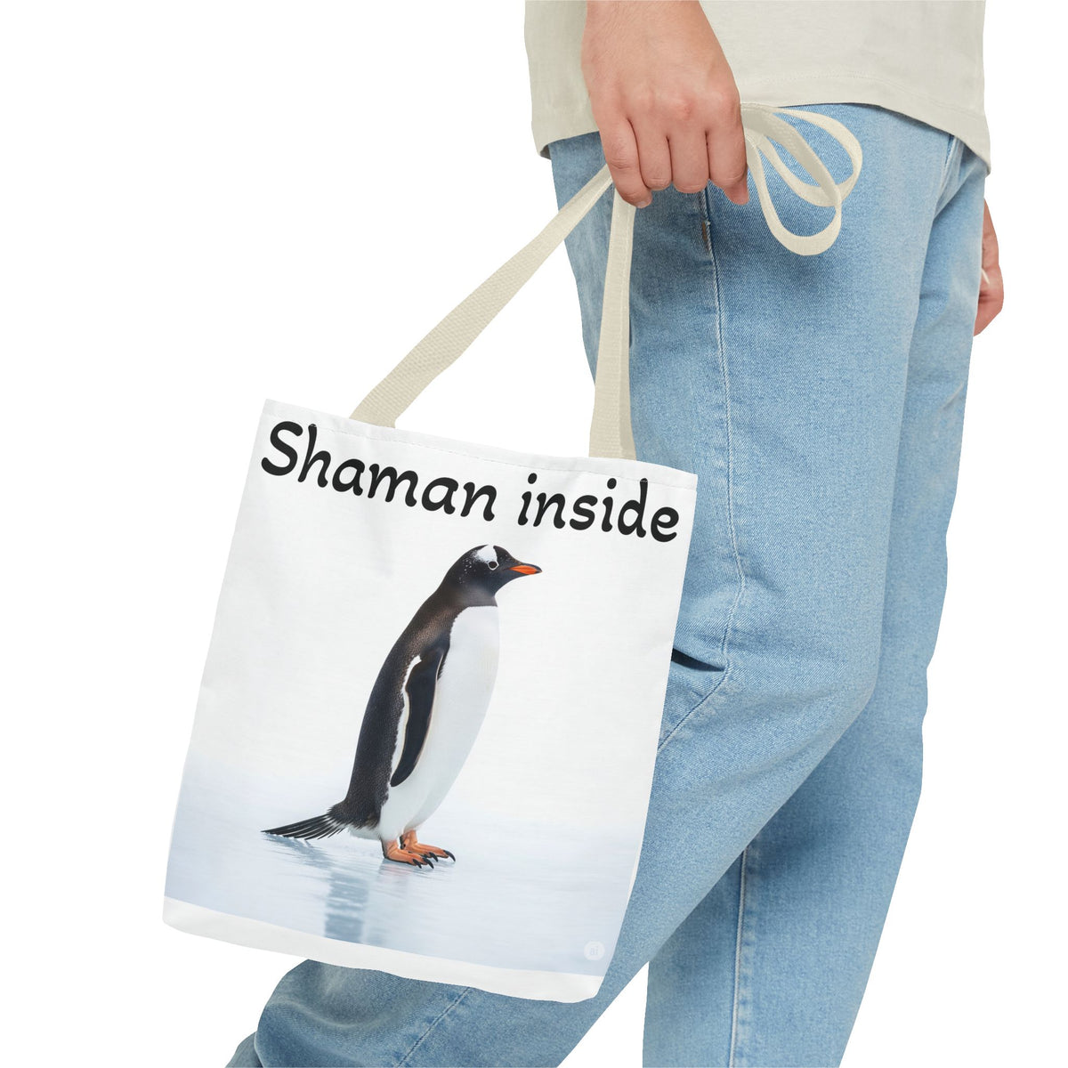 Shaman Inside Penguin Tote Bag – Spiritual Wildlife AOP Reusable Tote