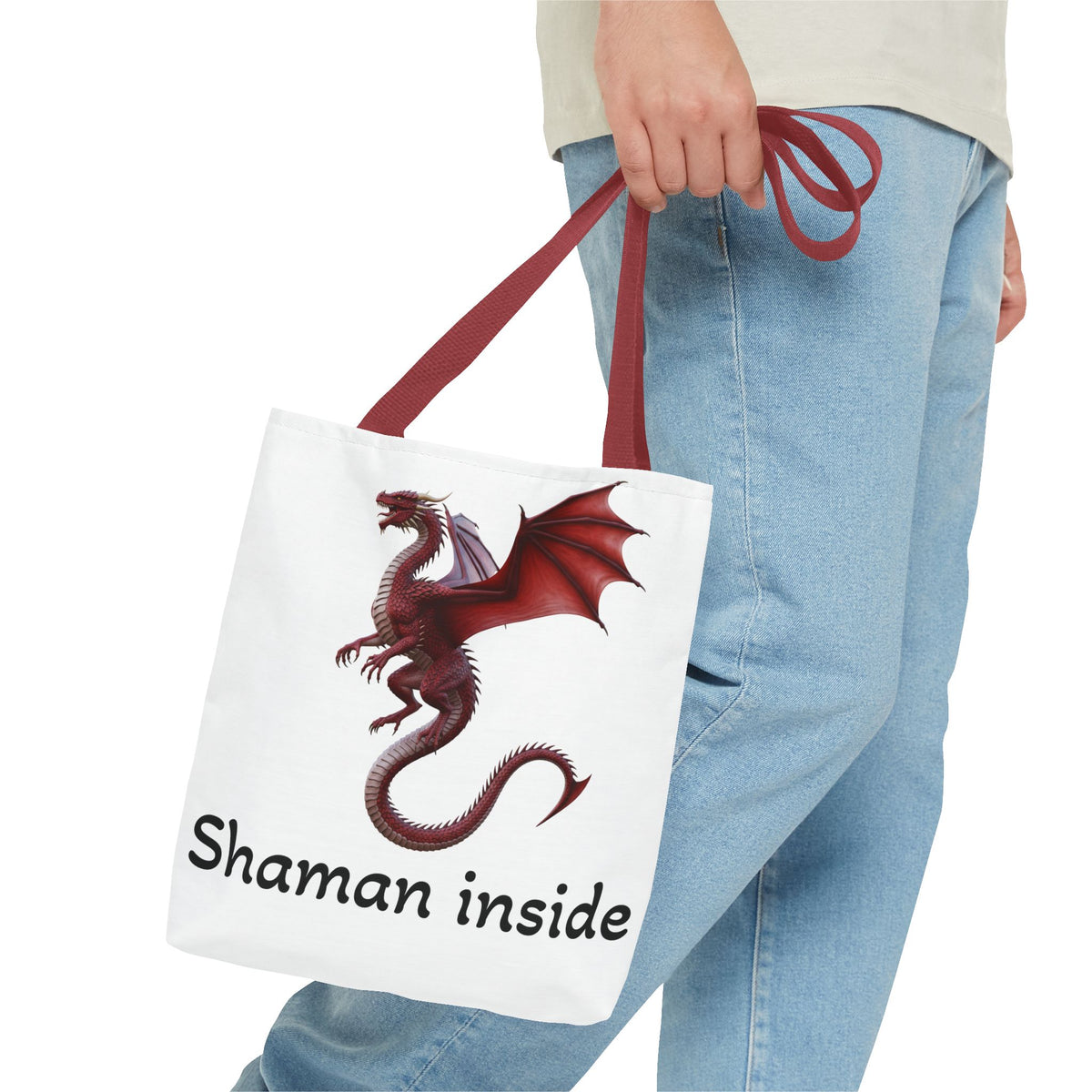 Tote — 'Shaman Inside' Red Dragon All-Over Print Tote Bag