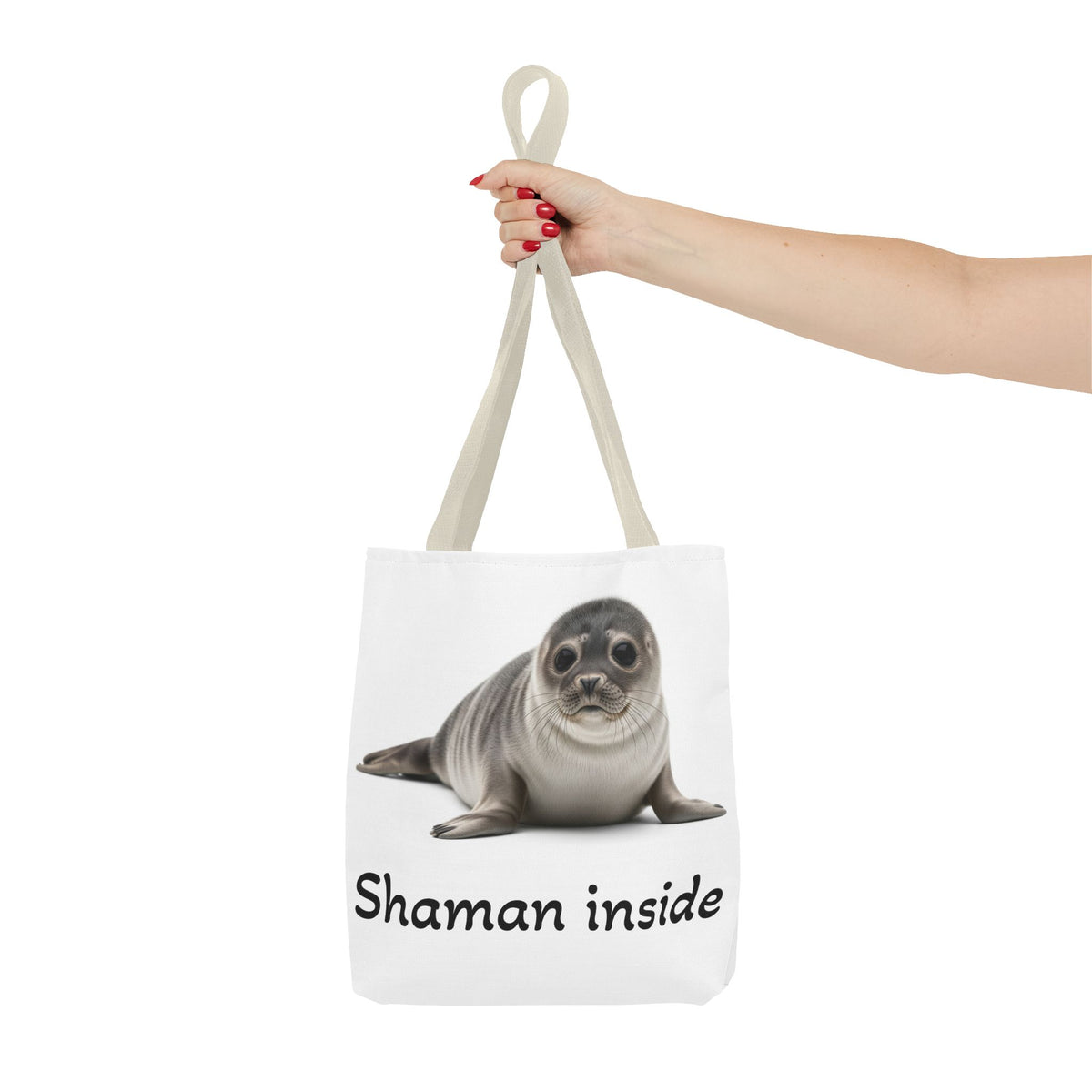 Borsa tote Shaman Inside Seal — Stampa con animale spirituale carino