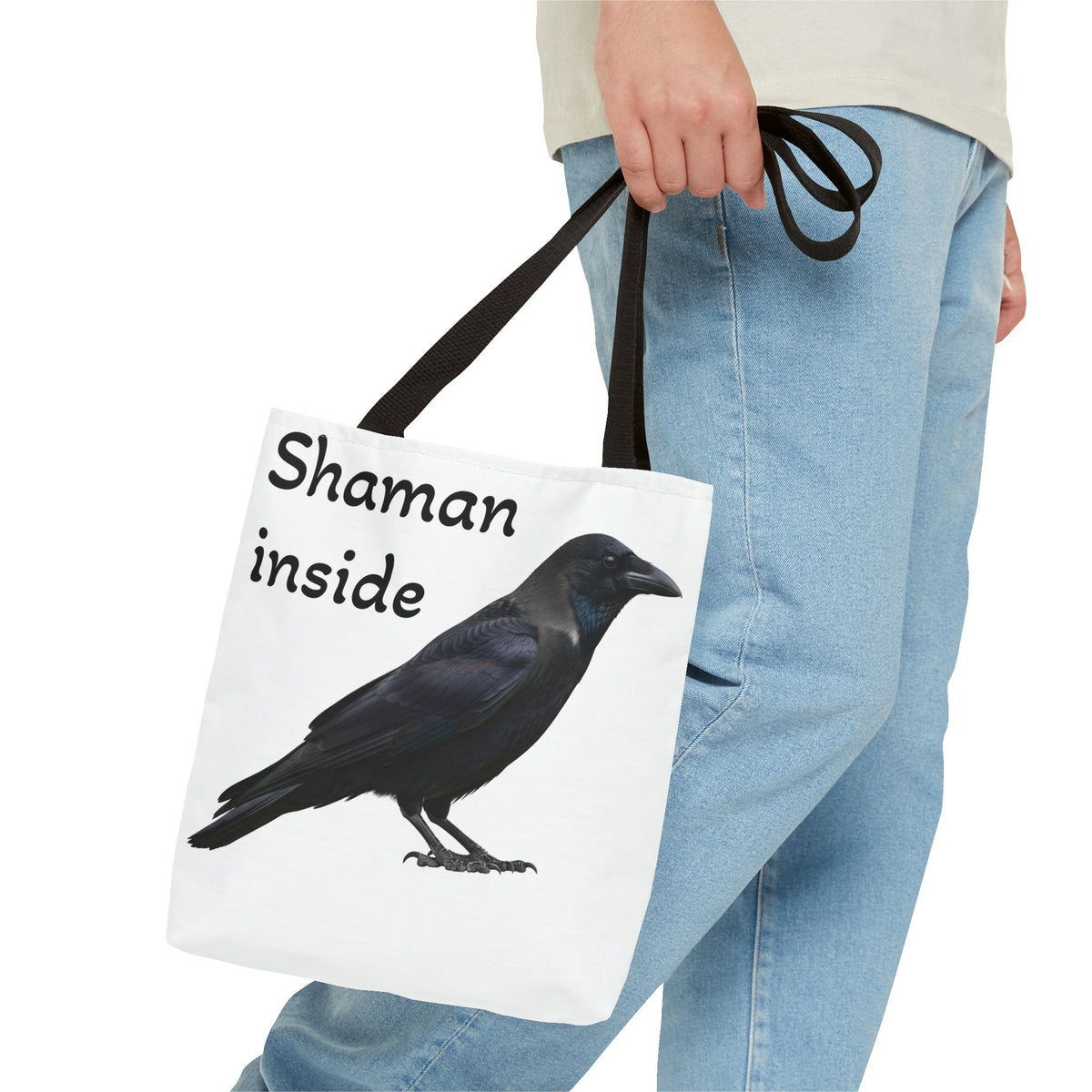 Shaman Inside Crow Tote Bag — Mystic Raven AOP Shopper