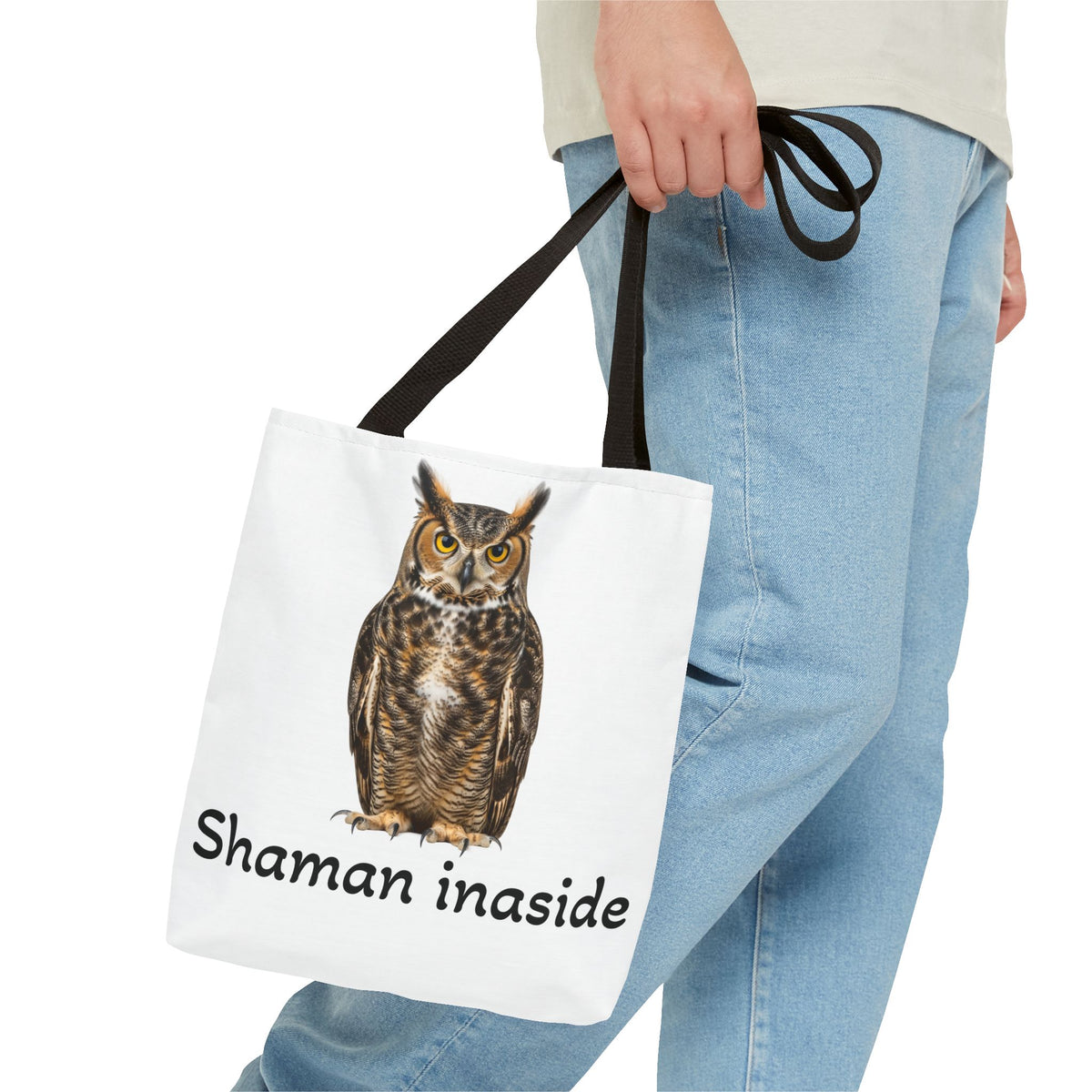 Borsa tote Shaman Inside Owl — Borsa da mercato ecologica in stile boho, stregoneria spirituale