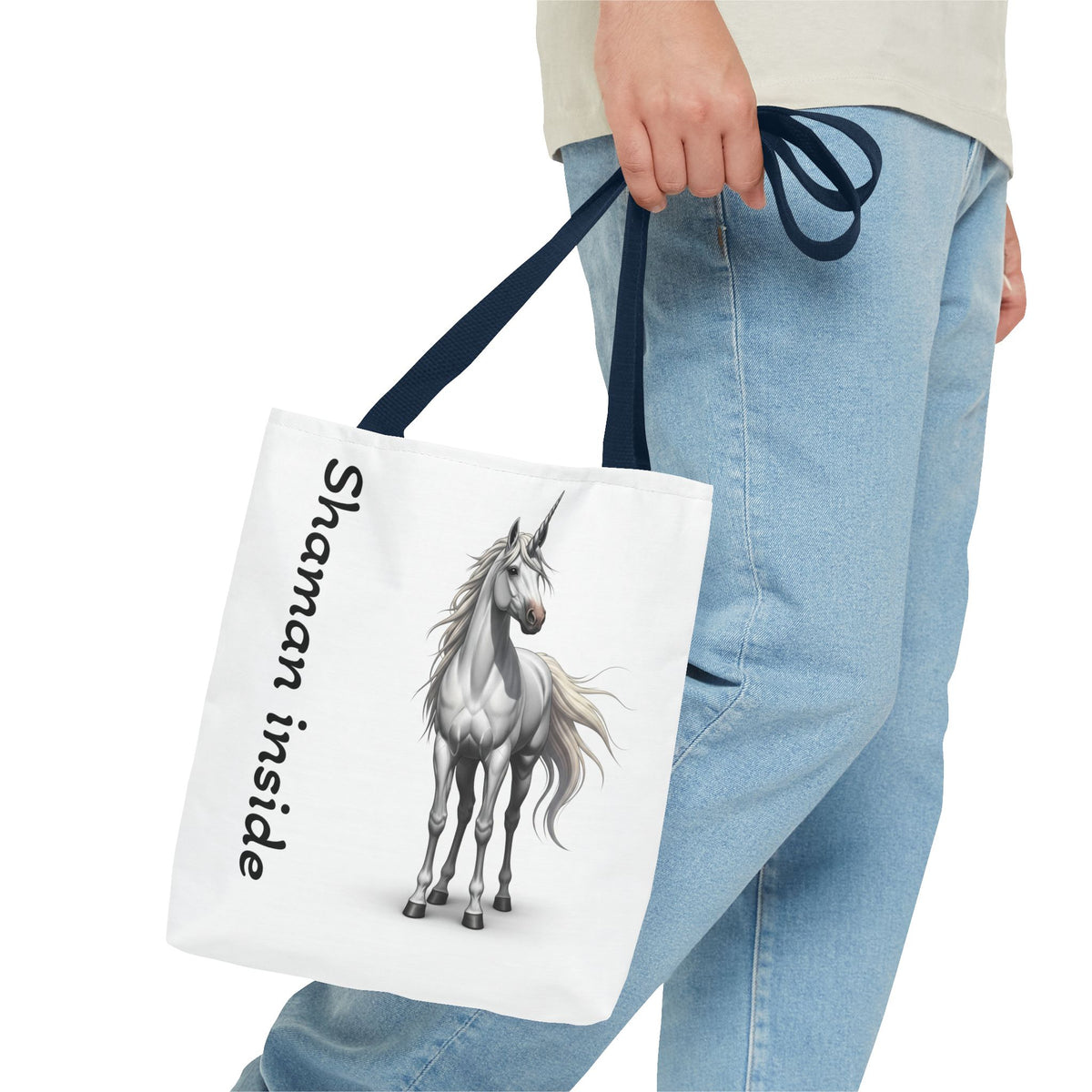 Unicorn Tote Bag — "Shaman Inside" Mystic Horse All-Over Print
